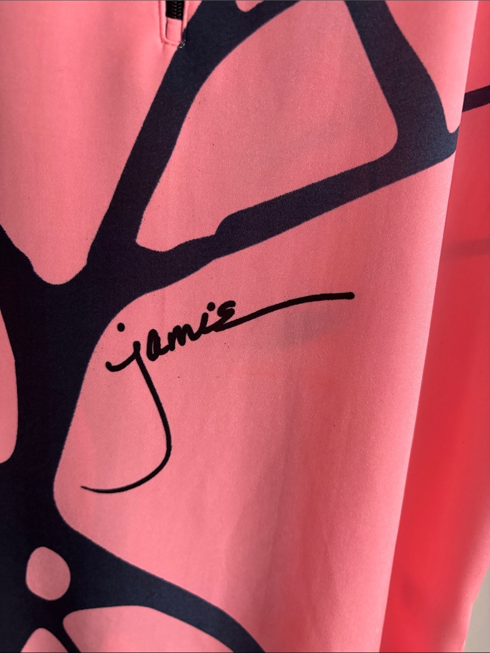 Jamie Sadock bright coral with Black Abstract & Green Accents Golf Top - Picture 3 of 4